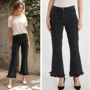 J Brand Black Julia Undercover High Rise Frayed Hem Flare Leg Jeans Size 27